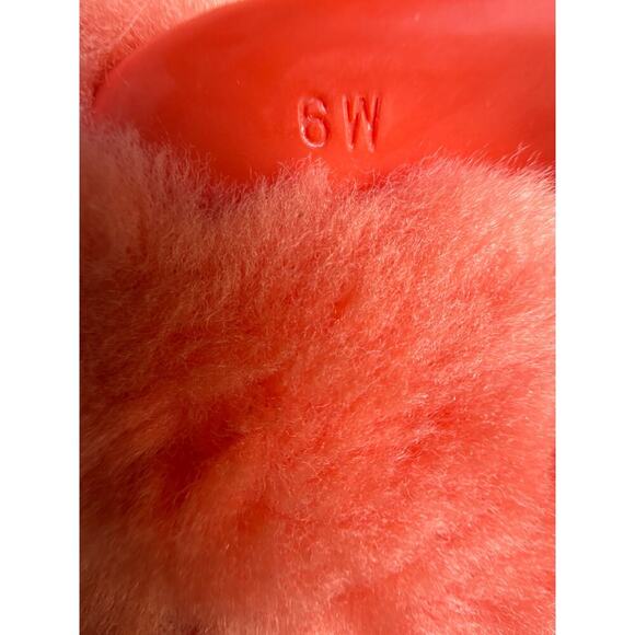 UGG Australia Fluffie Orange Fur Flip Flops Womens Sz 6W Thong Summer Vacation - Picture 6 of 6